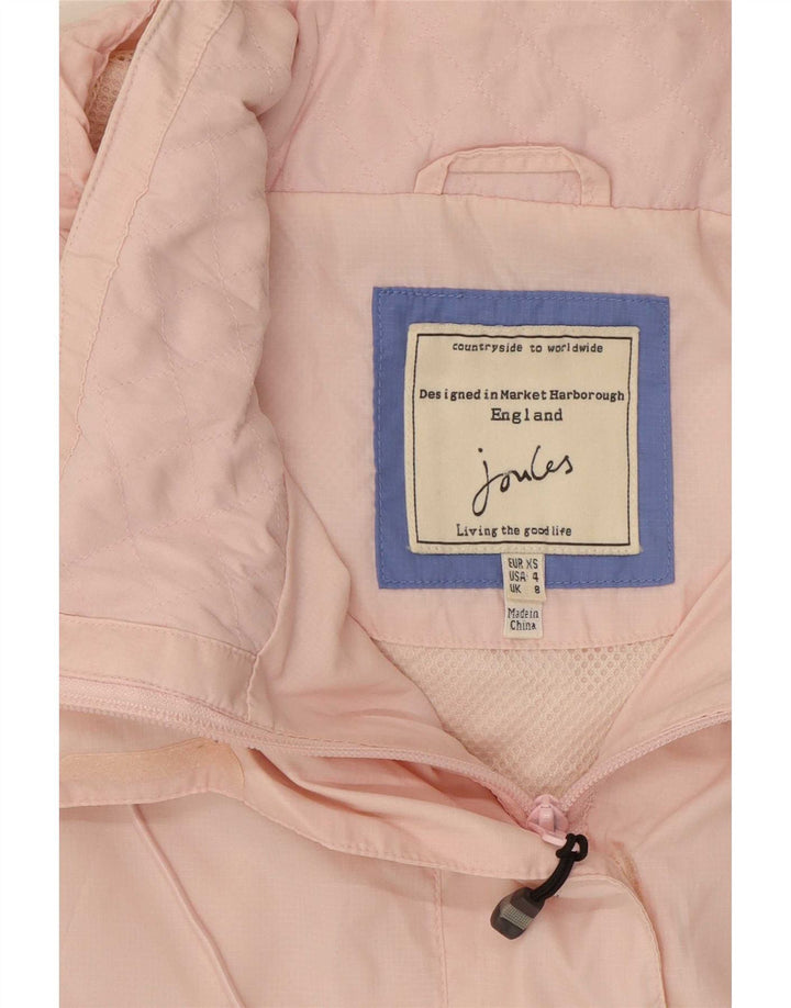 Joules Womens Hooded Oversized Rain Jacket UK 8 Small Pink