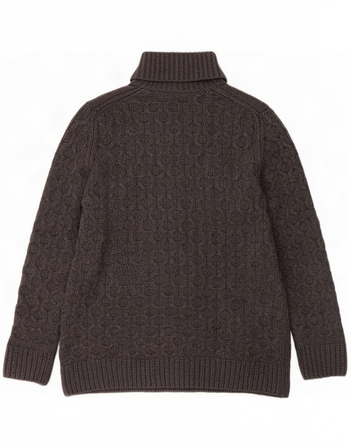 Massimo Dutti Womens Roll Neck Jumper Sweater UK 14 Medium Grey Wool