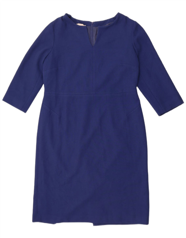 Hobbs Womens 3/4 Sleeve Sheath Dress UK 16 Large Blue Polyester