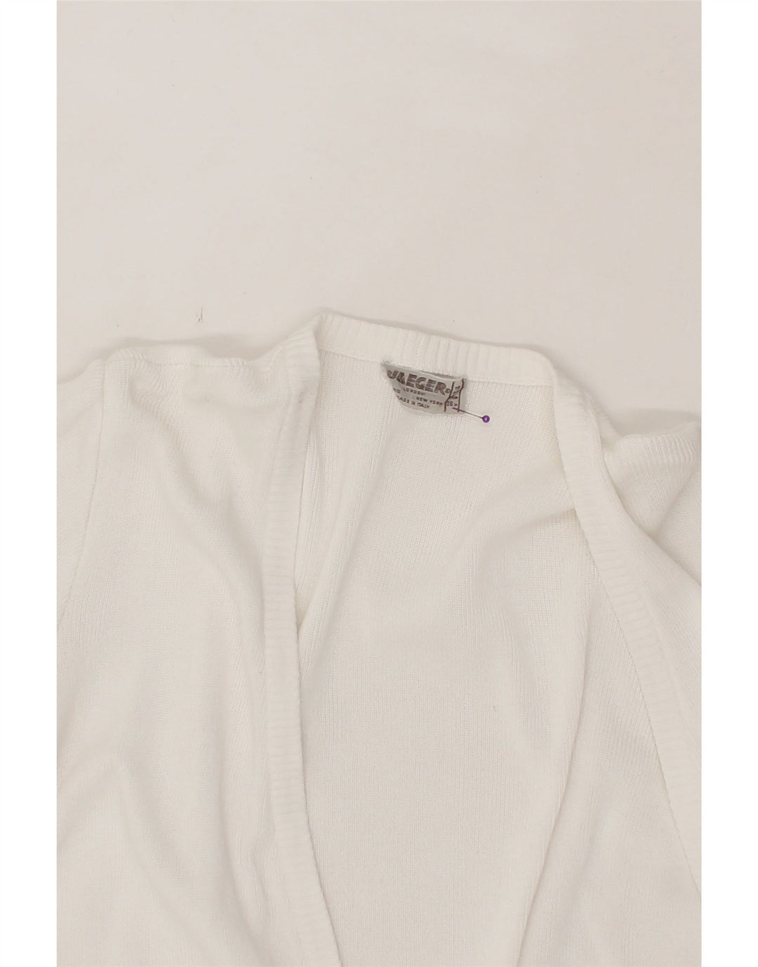 JAEGER Womens Short Sleeve Cardigan Sweater EU 36 Small White Vintage Jaeger and Second-Hand Jaeger from Messina Hembry 