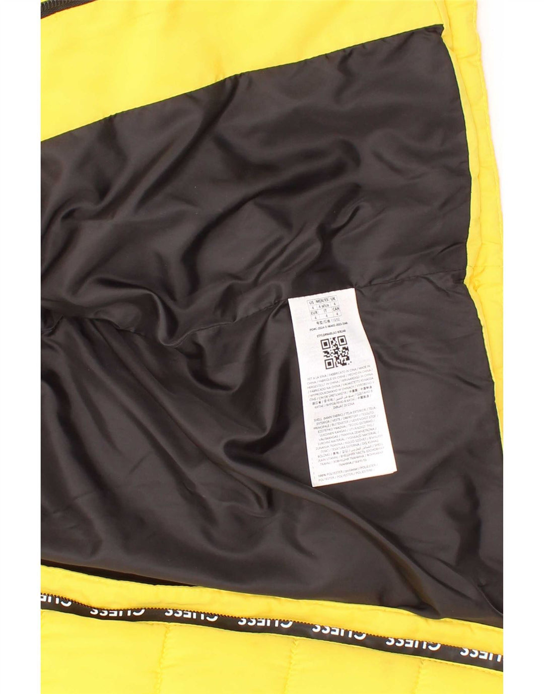 Guess Boys Graphic Hooded Padded Jacket 3-4 Years Yellow Polyester