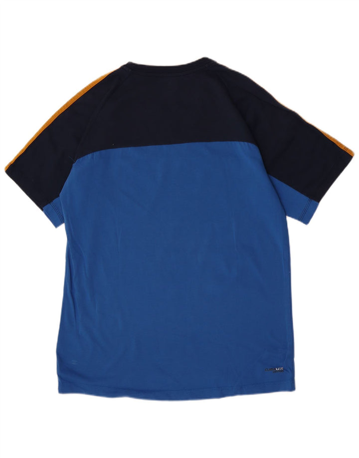 Adidas Mens Short Sleeve Regular T-Shirt Top Medium Blue Colourblock Cotton