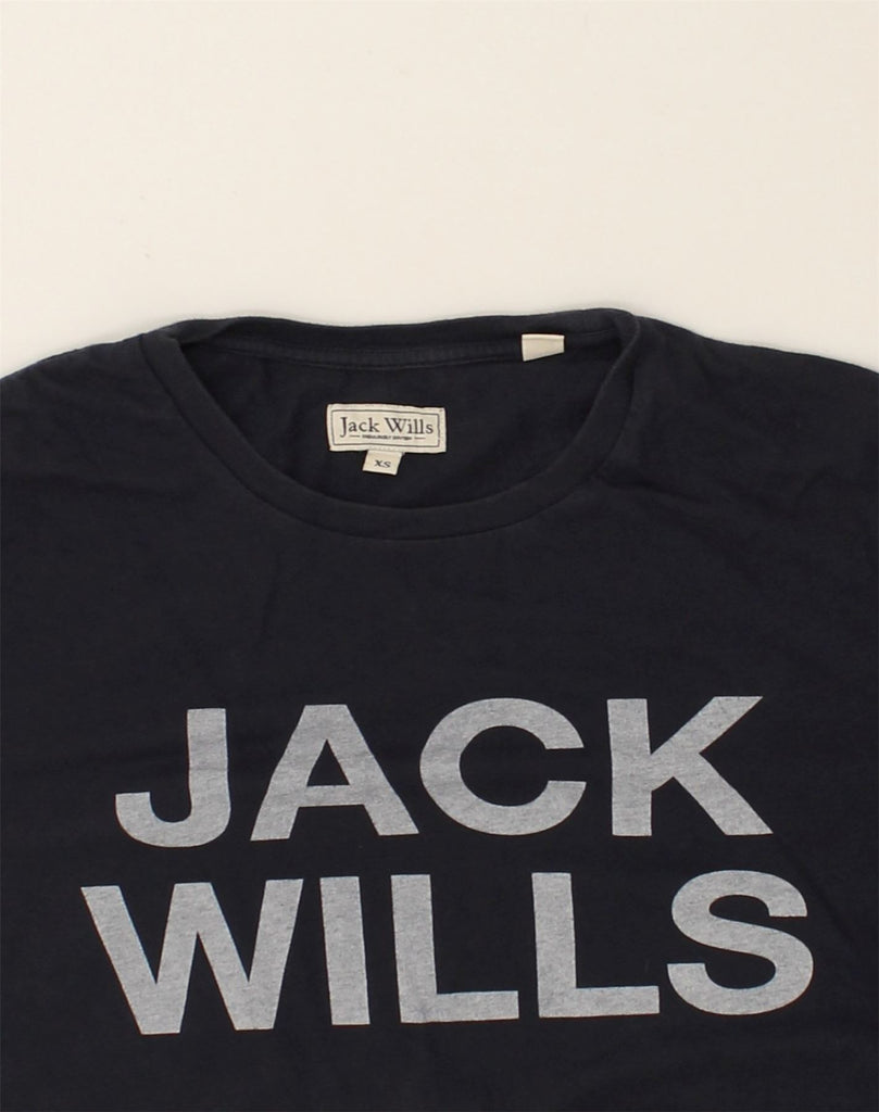 JACK WILLS Mens Graphic T-Shirt Top XS Navy Blue Cotton | Vintage Jack Wills | Thrift | Second-Hand Jack Wills | Used Clothing | Messina Hembry 