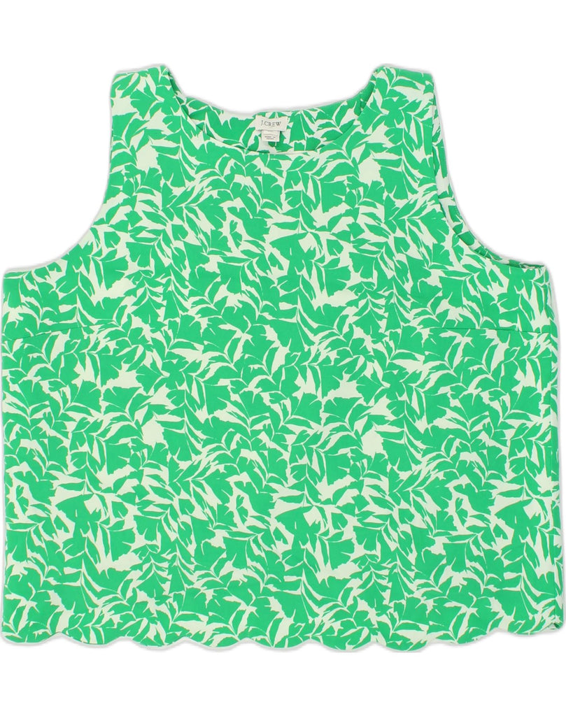 J. CREW Womens Crop Top UK 20 2XL Green Floral Polyester | Vintage J. Crew | Thrift | Second-Hand J. Crew | Used Clothing | Messina Hembry 