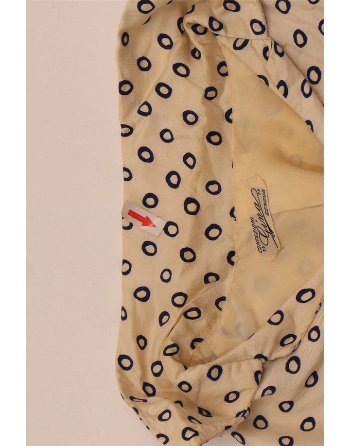 Vintage Womens Crop 3/4 Sleeve Blouse Top UK 12 Medium Beige Spotted