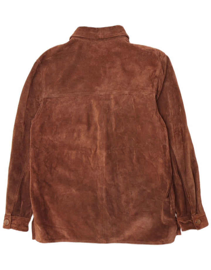 Vintage Mens Suede Shirt IT 50 Medium Brown