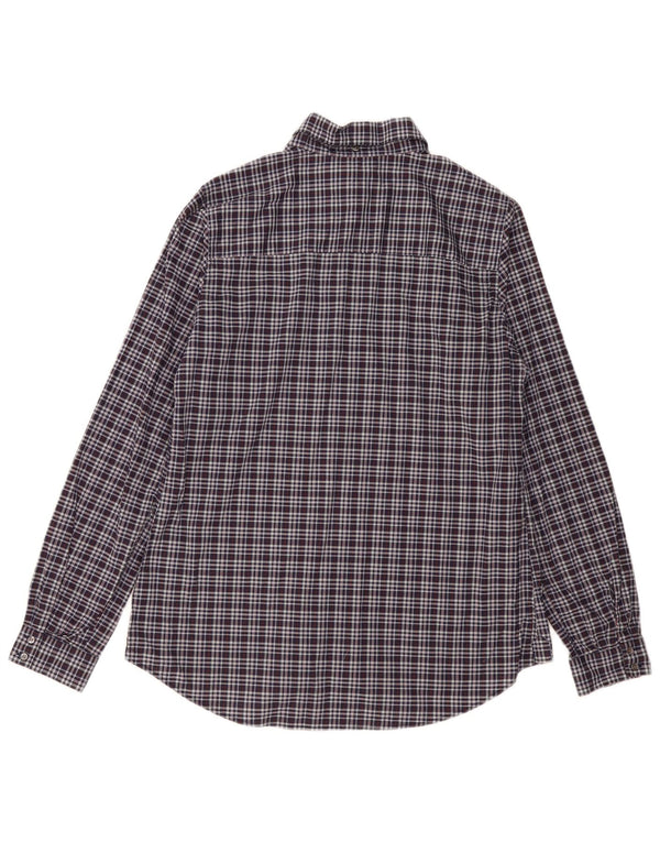 MARLBORO CLASSICS Womens Shirt IT 44 Medium Navy Blue Check Cotton