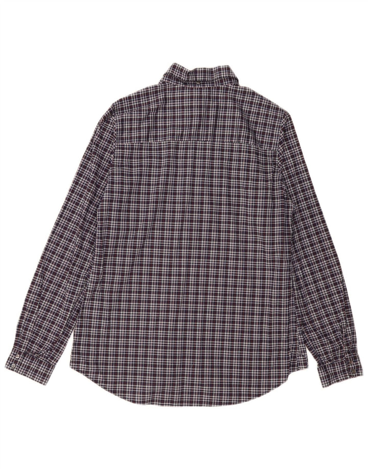 MARLBORO CLASSICS Womens Shirt IT 44 Medium Navy Blue Check Cotton