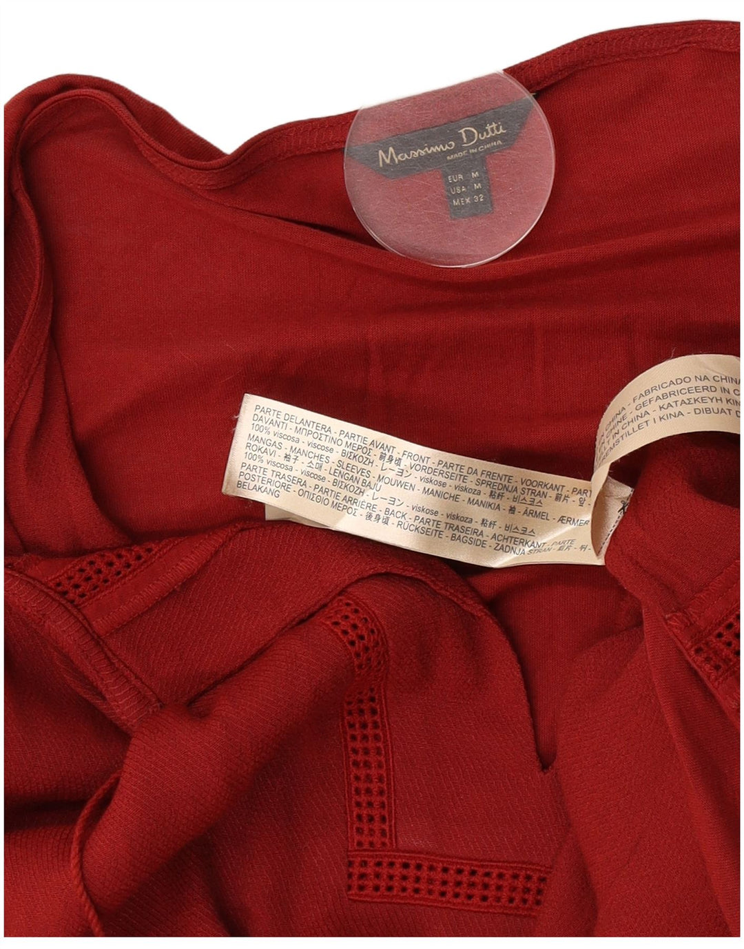 Massimo Dutti Womens 3/4 Sleeve Tunic Top UK 14 Medium Burgundy Viscose
