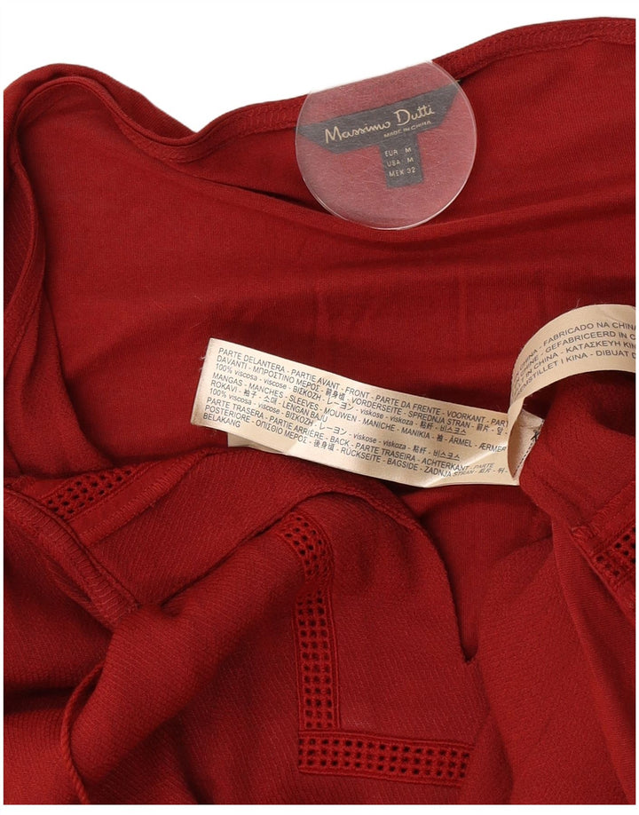 Massimo Dutti Womens 3/4 Sleeve Tunic Top UK 14 Medium Burgundy Viscose