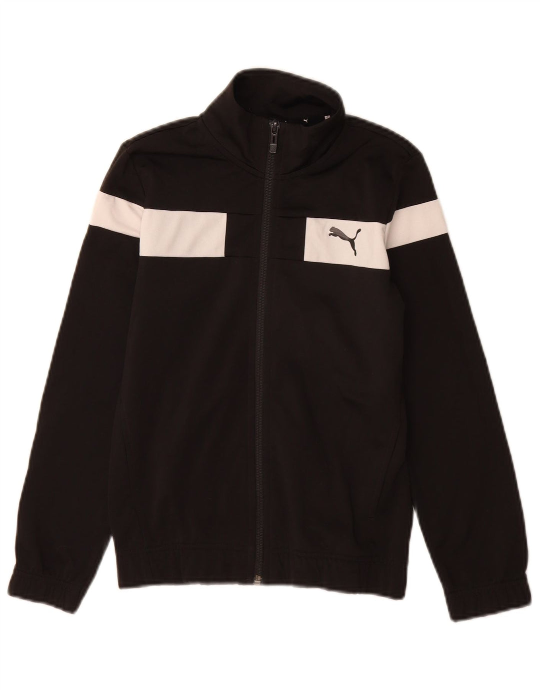 Puma Boys Tracksuit Top Jacket 9-10 Years Black Colourblock Polyester