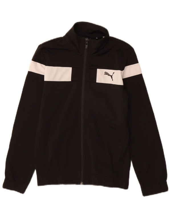 Puma Boys Tracksuit Top Jacket 9-10 Years Black Colourblock Polyester