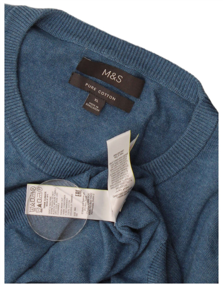 Marks & Spencer Mens Crew Neck Jumper Sweater XL Blue Cotton
