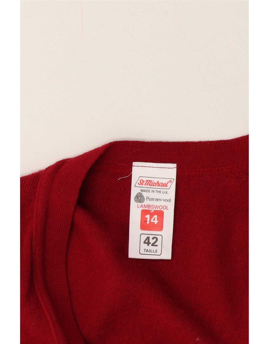 St Michael Womens Cardigan Sweater UK 14 Large Burgundy Wool