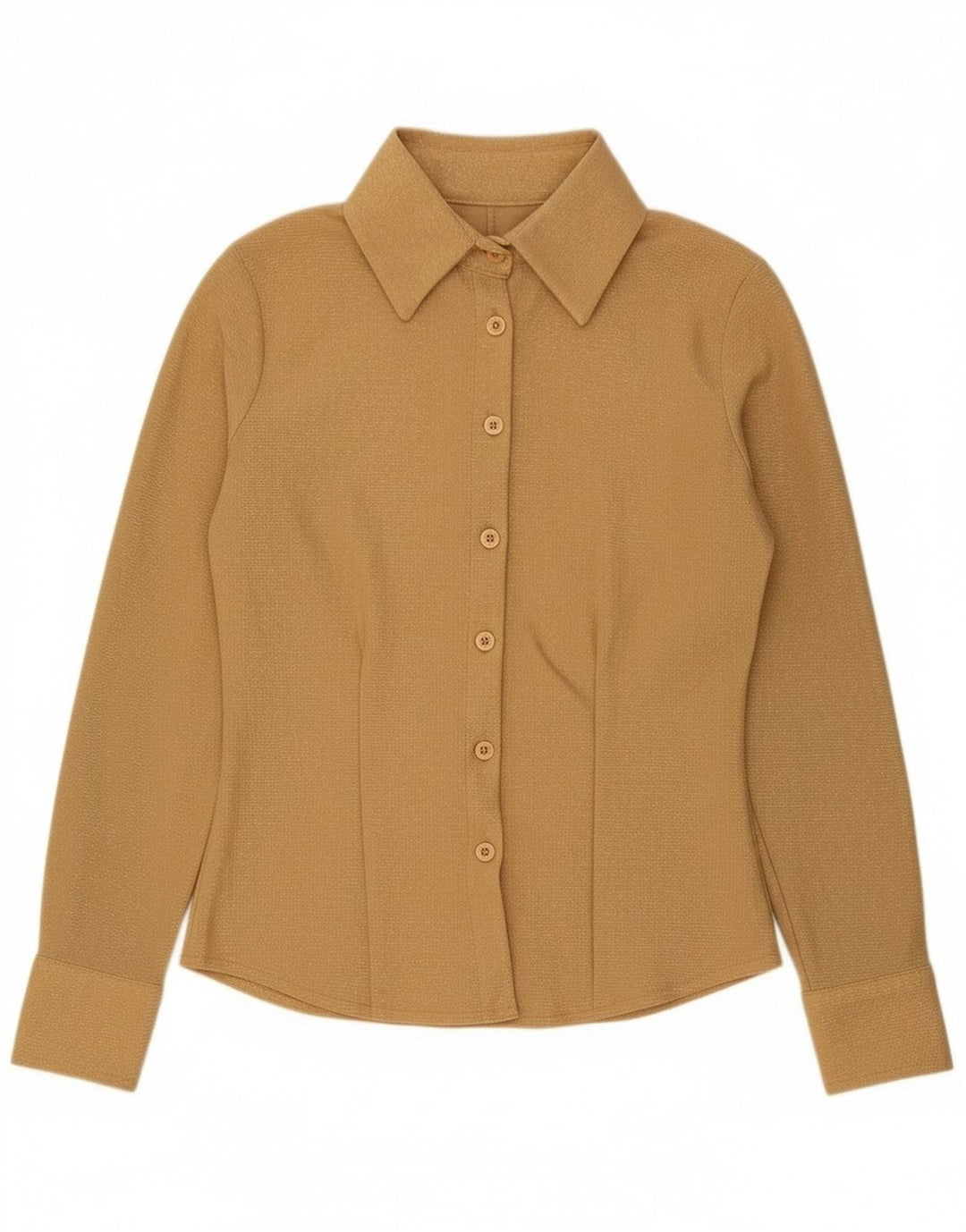 Vintage Womens Shirt UK 10 Small Gold Polyester