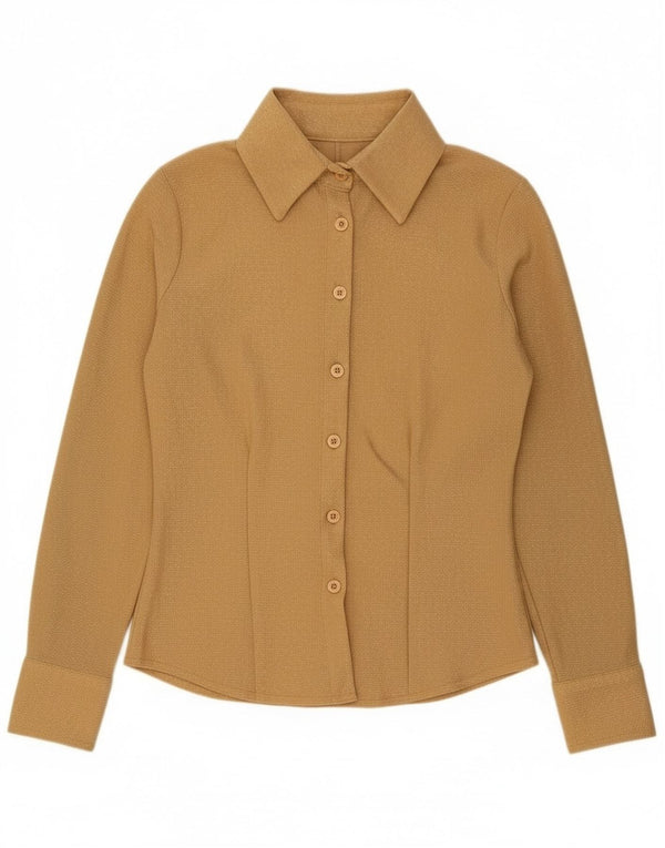 Vintage Womens Shirt UK 10 Small Gold Polyester