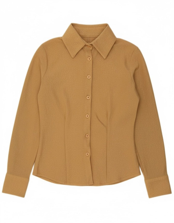 Vintage Womens Shirt UK 10 Small Gold Polyester