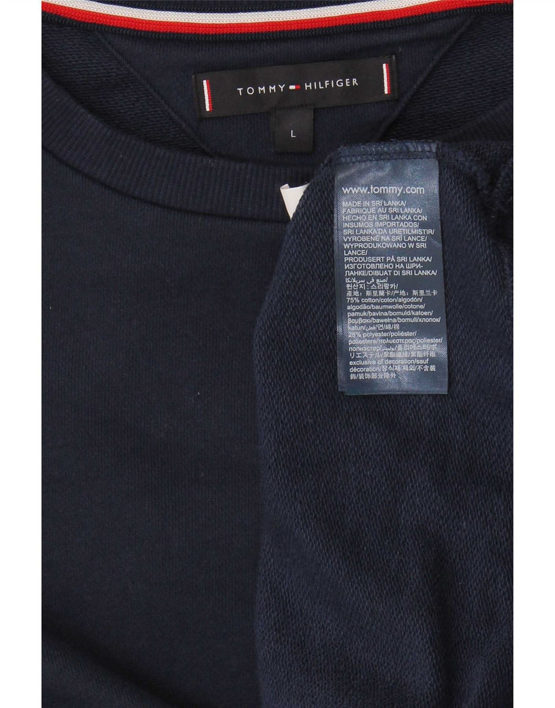 Tommy Hilfiger Mens Graphic Sweatshirt Jumper Large Navy Blue Cotton