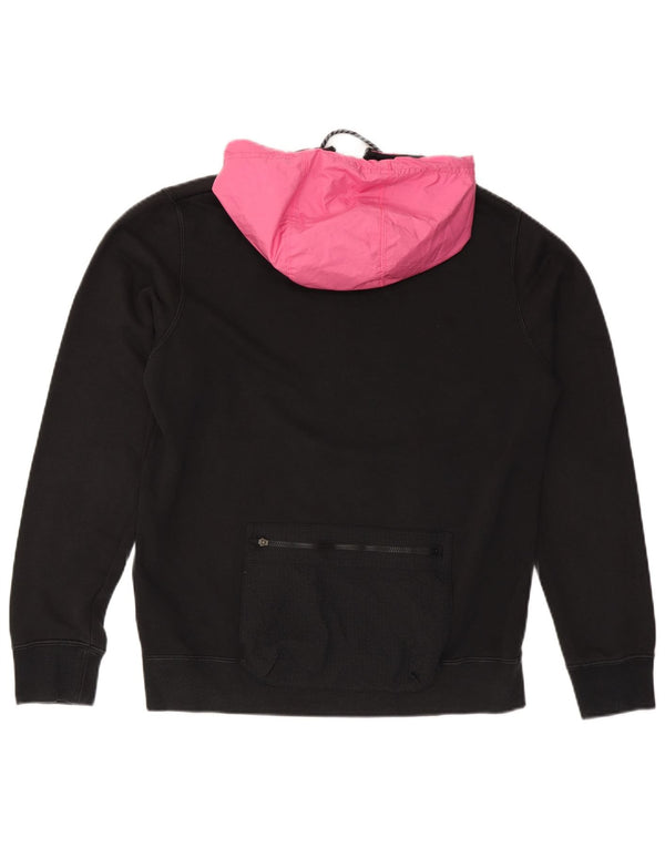 Nike Mens Graphic Zip Neck Hoodie Jumper Medium Black Colourblock Cotton