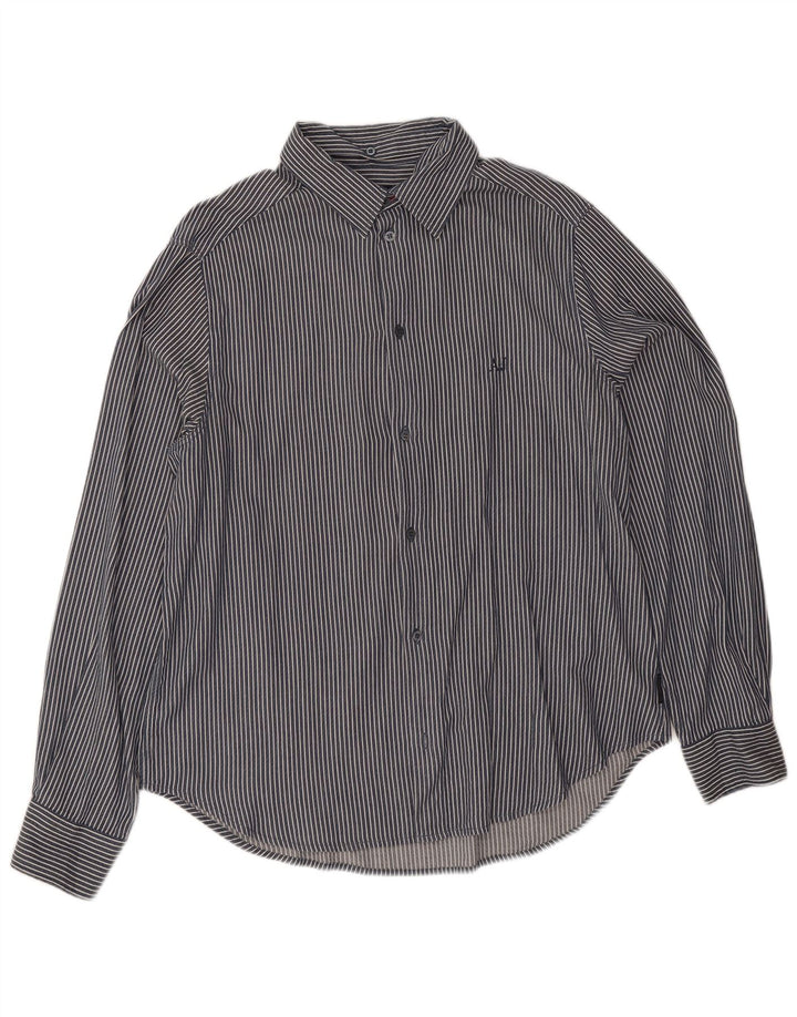 Armani Jeans Mens Shirt 3XL Navy Blue Pinstripe Cotton