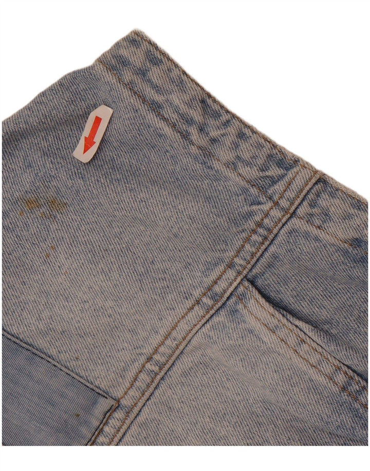 Vintage Mens Graphic Denim Gilet UK 40 Large Blue Patchwork Cotton