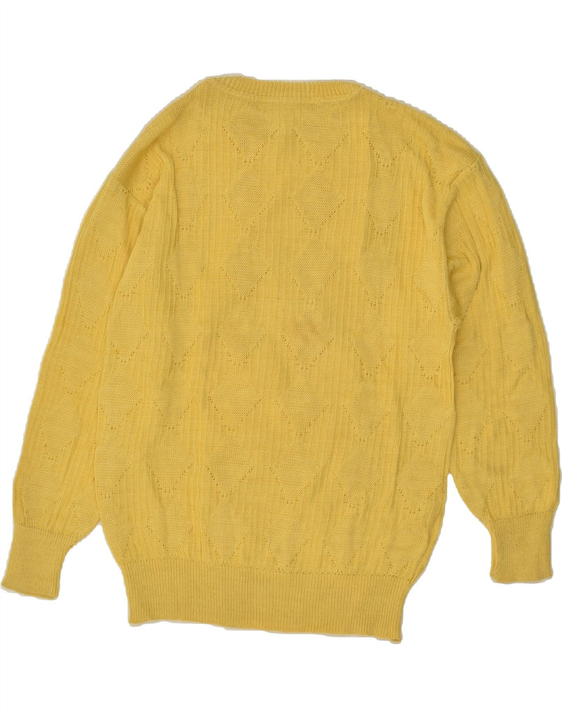 VINTAGE Mens Crew Neck Jumper Sweater Small Yellow Argyle/Diamond Cotton | Vintage Vintage | Thrift | Second-Hand Vintage | Used Clothing | Messina Hembry 