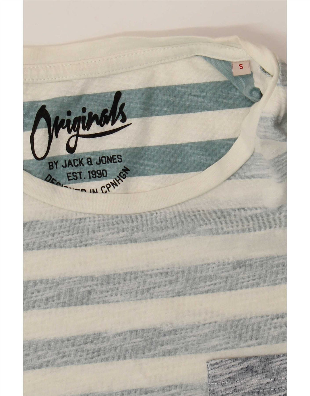 Jack & Jones Mens T-Shirt Top Small Blue Striped