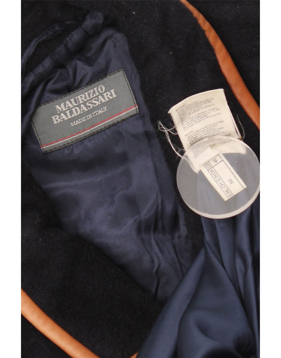 Maurizio Baldassari Mens Overcoat UK 40 Large Navy Blue