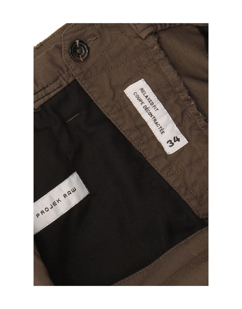 PROJEK RAW  Mens Relaxed Fit Cargo Trousers W34 L29 Brown Rayon Vintage Projek Raw and Second-Hand Projek Raw from Messina Hembry 
