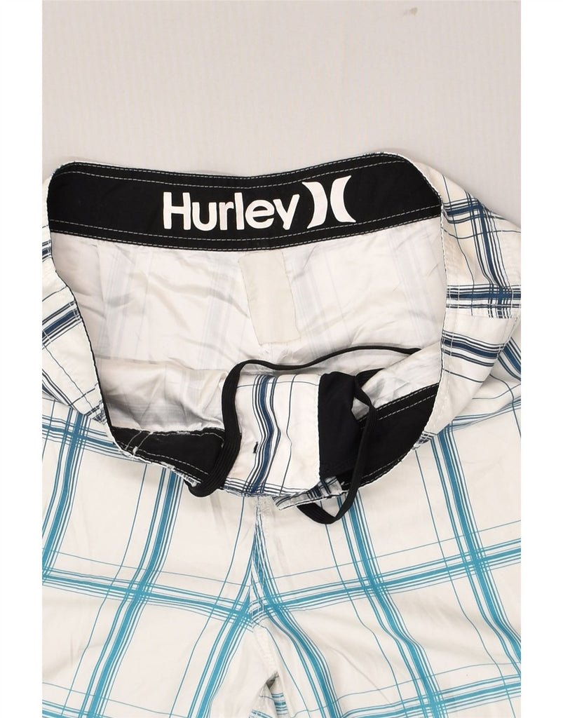 HURLEY Mens Swimming Shorts Medium White Check | Vintage Hurley | Thrift | Second-Hand Hurley | Used Clothing | Messina Hembry 