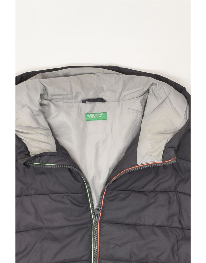 BENETTON Boys Hooded Padded Jacket 11-12 Years 2XL  Grey Polyester | Vintage Benetton | Thrift | Second-Hand Benetton | Used Clothing | Messina Hembry 