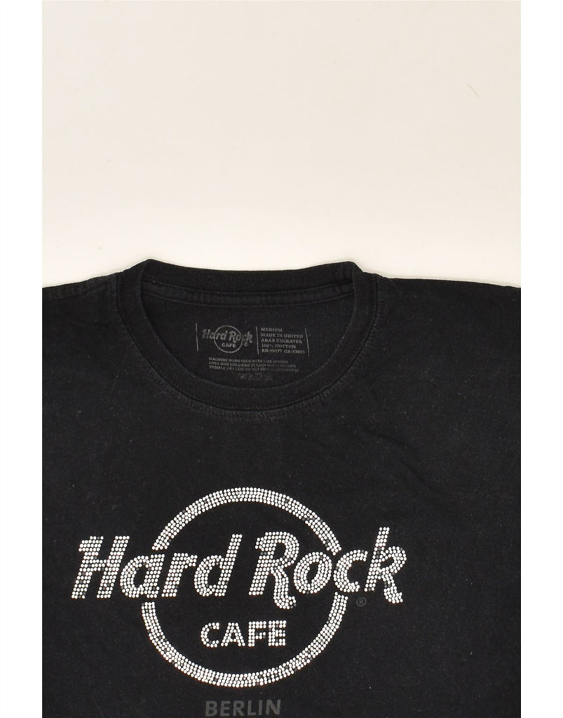 HARD ROCK CAFE Womens Berlin Graphic T-Shirt Top UK 12 Medium Black Cotton | Vintage Hard Rock Cafe | Thrift | Second-Hand Hard Rock Cafe | Used Clothing | Messina Hembry 