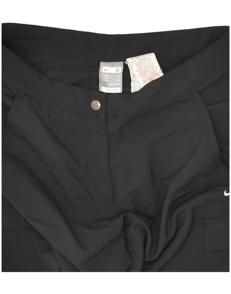 NIKE Womens Wide Leg Cargo Trousers UK 8 Small W27 L28 Black Polyester | Vintage Nike | Thrift | Second-Hand Nike | Used Clothing | Messina Hembry 