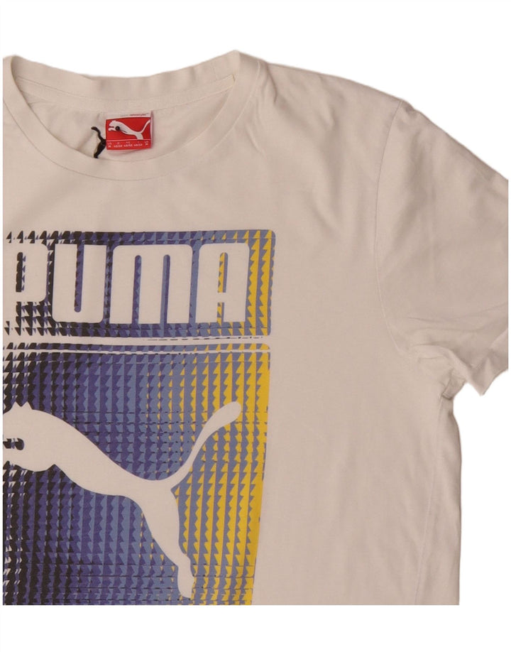 Puma Mens Graphic T-Shirt Top Medium White Cotton