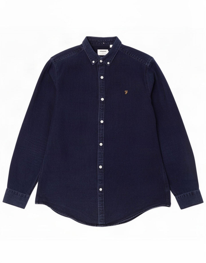 Farah Mens Slim Fit Shirt Medium Navy Blue