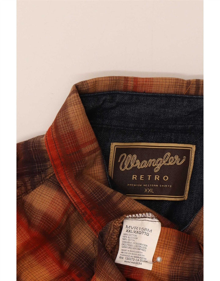 Wrangler Mens Retro Shirt 2XL Brown Check Cotton