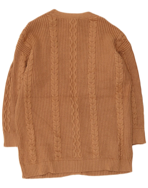Dkny Womens 3/4 Sleeve Cardigan Sweater UK 18 XL Beige Viscose