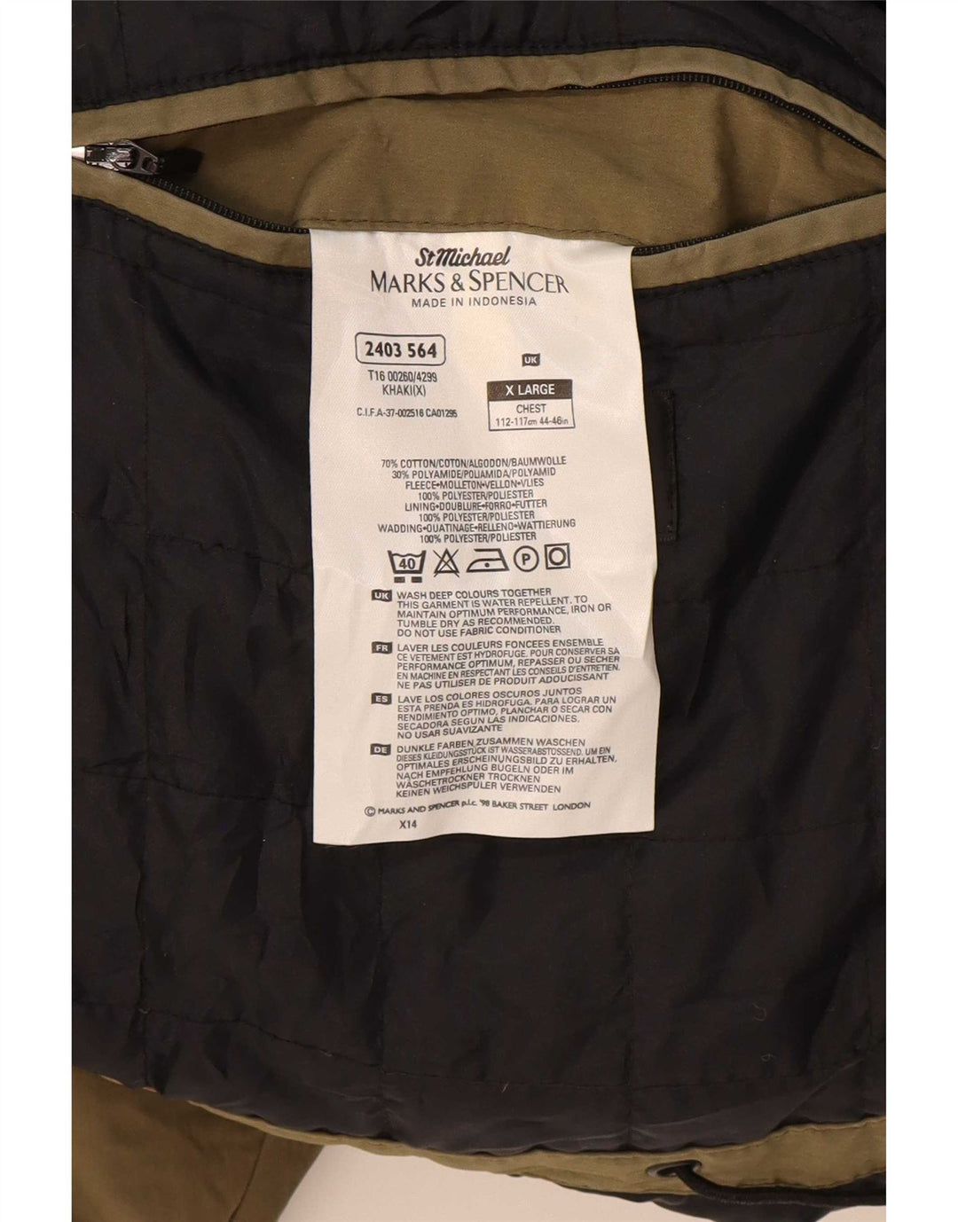 Marks & Spencer Mens Windbreaker Jacket UK 44/46 XL Khaki Cotton