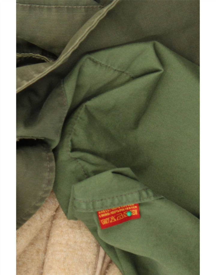 Ganesh Mens Hooded Parka Jacket UK 40 Large Khaki Cotton
