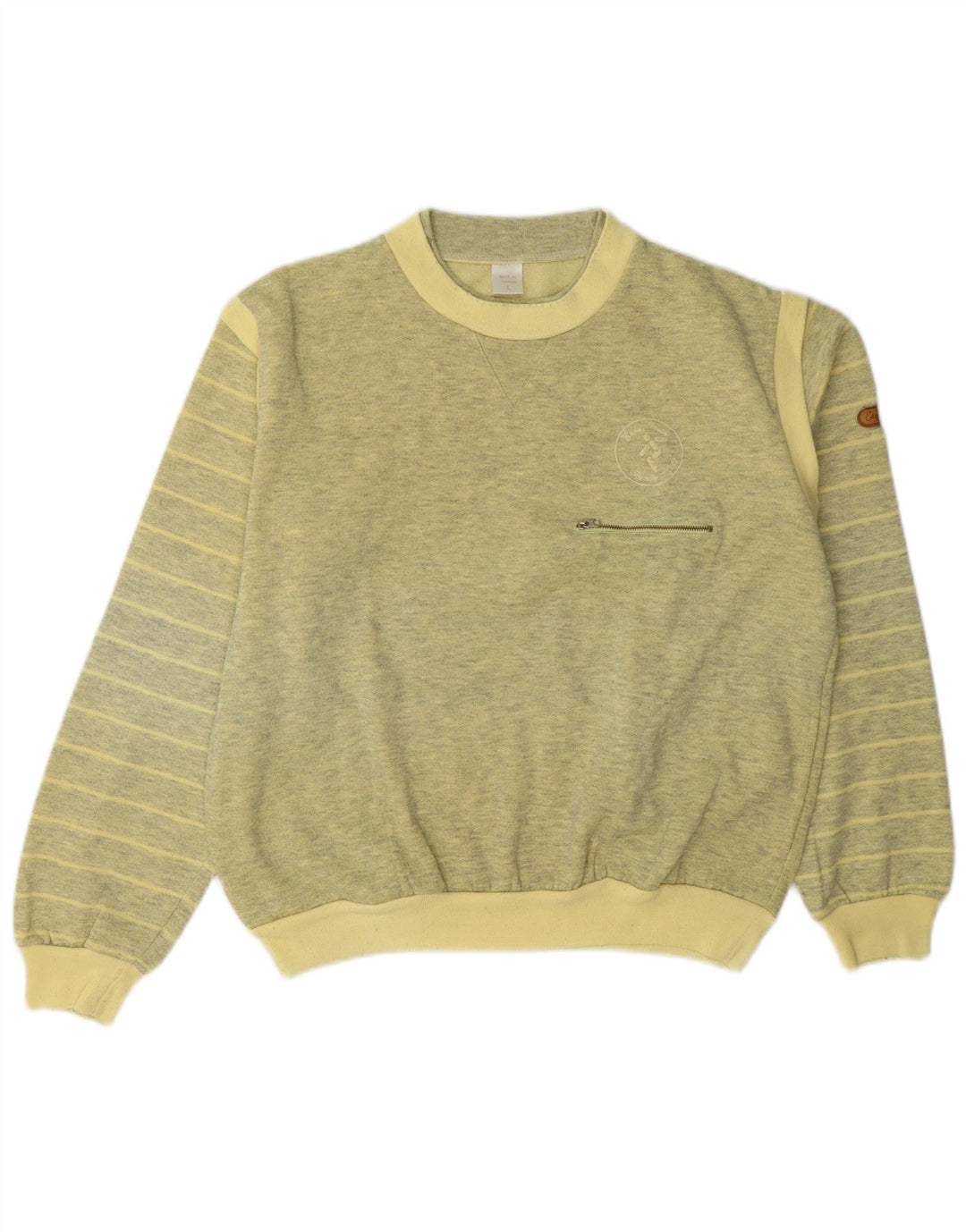 Vintage Mens Sweatshirt Jumper Large Yellow Striped