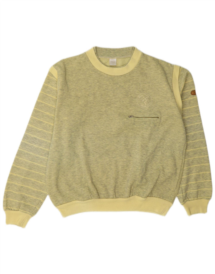 Vintage Mens Sweatshirt Jumper Large Yellow Striped