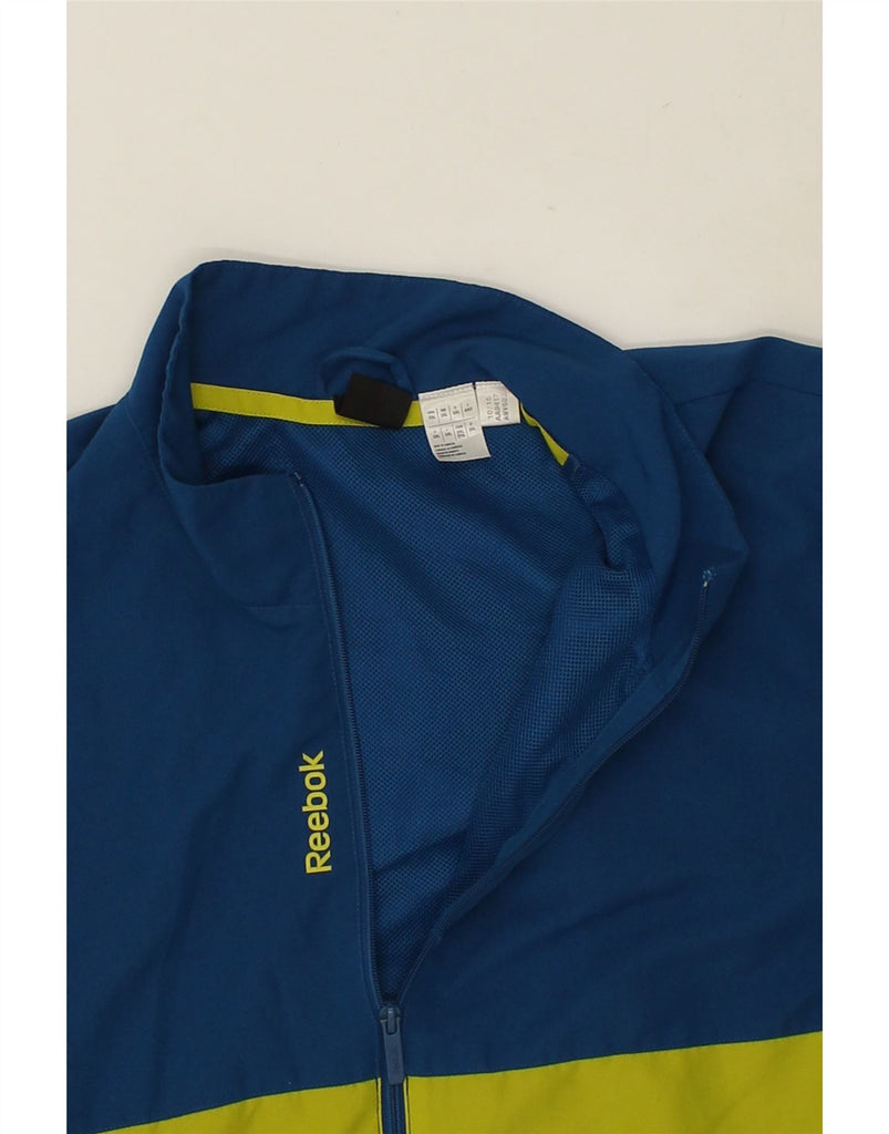 REEBOK Mens Graphic Tracksuit Top Jacket 2XL Blue Colourblock Polyester | Vintage Reebok | Thrift | Second-Hand Reebok | Used Clothing | Messina Hembry 