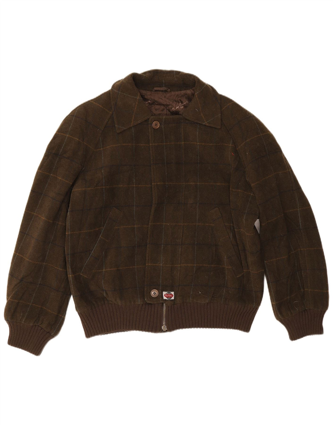 Pierre Cardin Mens Bomber Jacket UK 42 XL Khaki Check