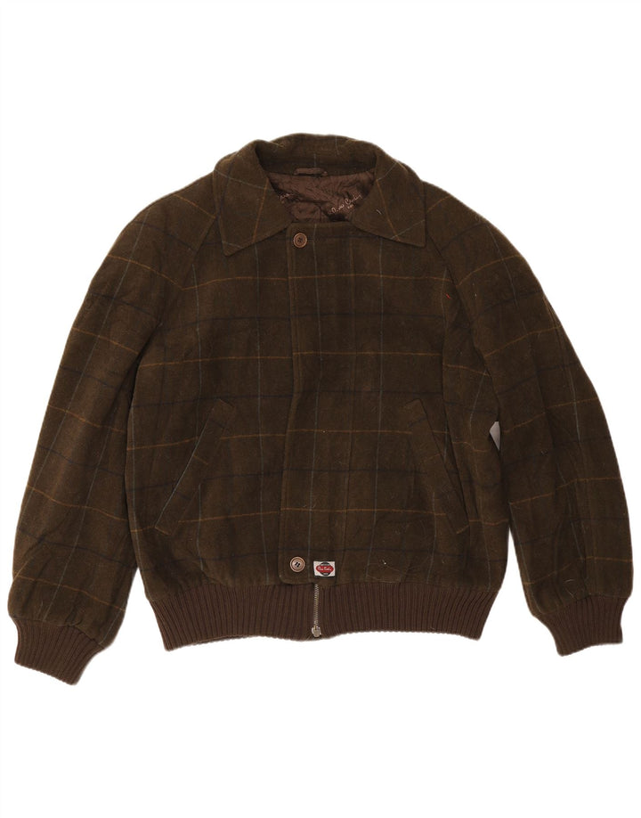Pierre Cardin Mens Bomber Jacket UK 42 XL Khaki Check