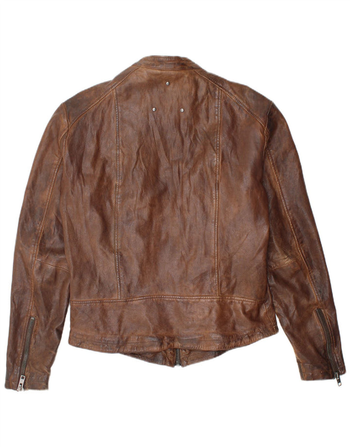 Be Edgy Mens Leather Jacket UK 40 Large Brown Leather