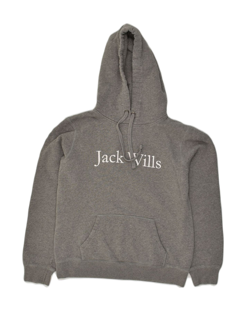 JACK WILLS Womens Graphic Hoodie Jumper UK 12 Medium  Grey Cotton | Vintage Jack Wills | Thrift | Second-Hand Jack Wills | Used Clothing | Messina Hembry 