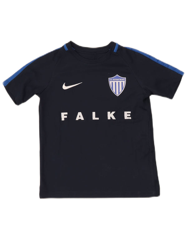 Nike Boys Graphic T-Shirt Top 7-8 Years XS Navy Blue Colourblock