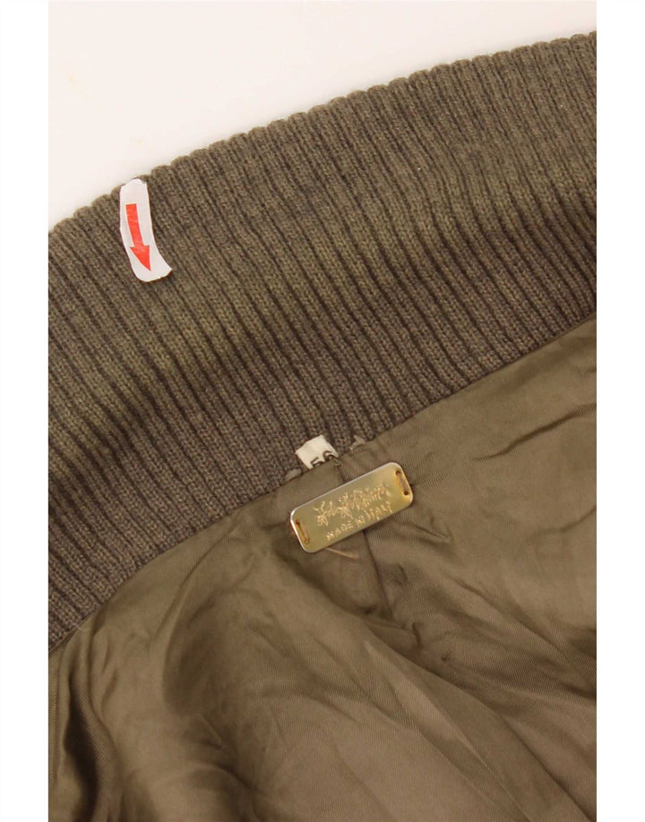 Vintage Mens Bomber Suede Jacket UK 38 Medium Beige