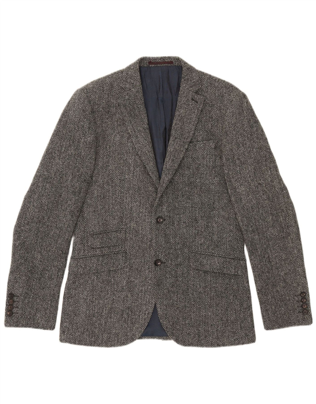 Next Mens 2 Button Blazer Jacket UK 38 Medium Grey Chevron