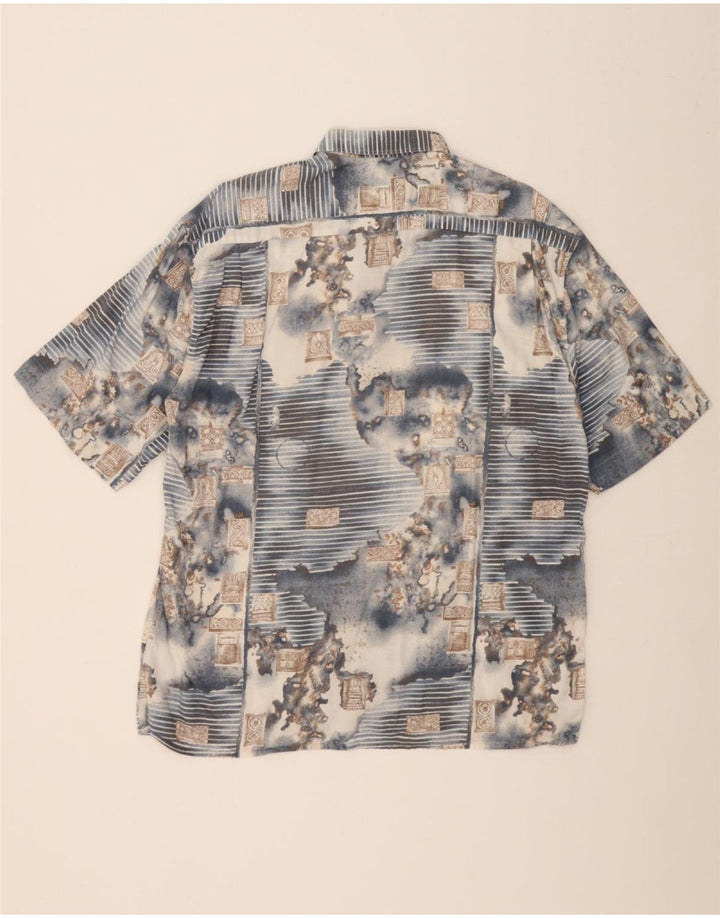 TONY. D Mens Abstract Pattern Short Sleeve Shirt Size 42 16 1/2 Large Blue Vintage Tony. D and Second-Hand Tony. D from Messina Hembry 
